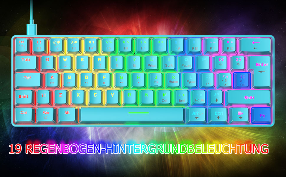 Ігрова клавіатура та миша UK-Layout з підсвічуванням RGB, 62 клавіші, механічна, 6400 DPI (чорний/червоний перемикач)