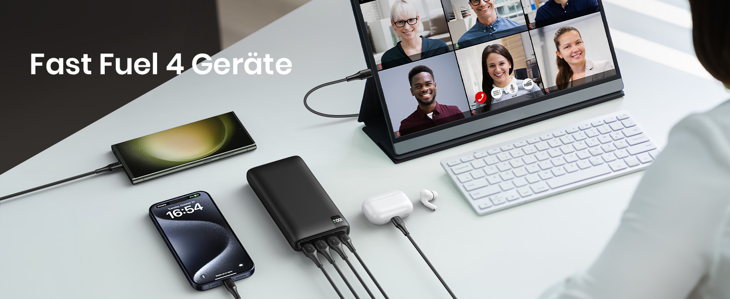 Powerbank A ADDTOP 26800mAh з Power Delivery 22.5W: 4 порти для смартфонів, планшетів та іншого