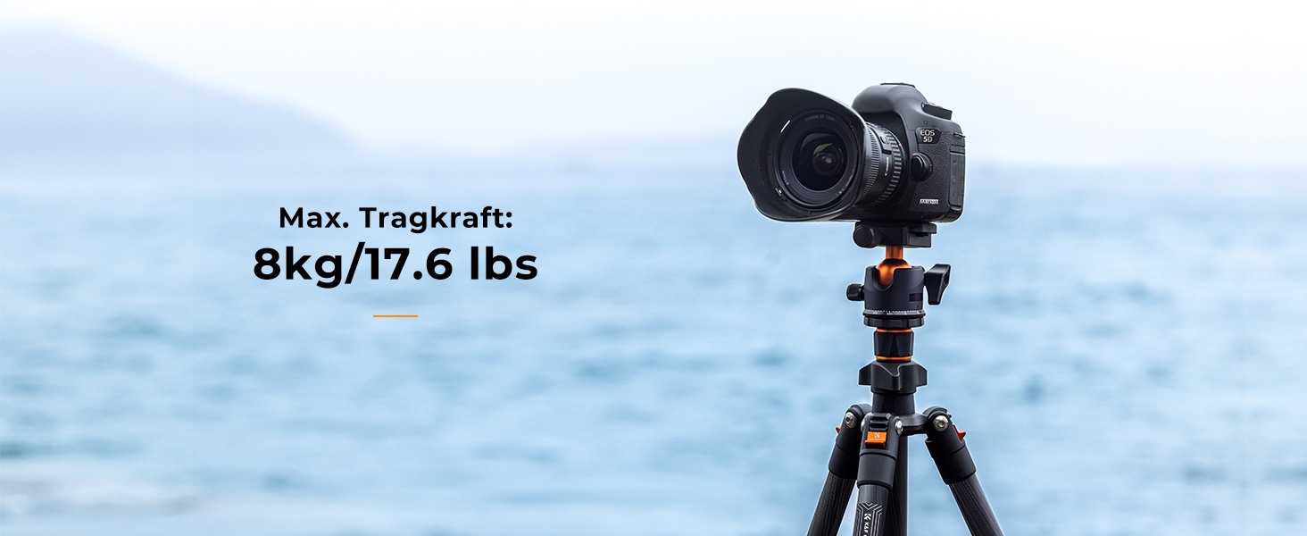 Штатив K&F Concept 200CM (78 дюймів) для камери: трипод з кульковою головкою 360°, моноподом, 1/4'' гніздом, для DSLR, з карбону (162CM+8KG)