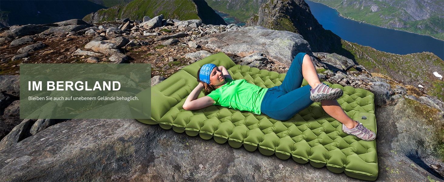 Self-Inflating Camping Mat with Integrated Pillows - Ultralight Double Sleeping Pad