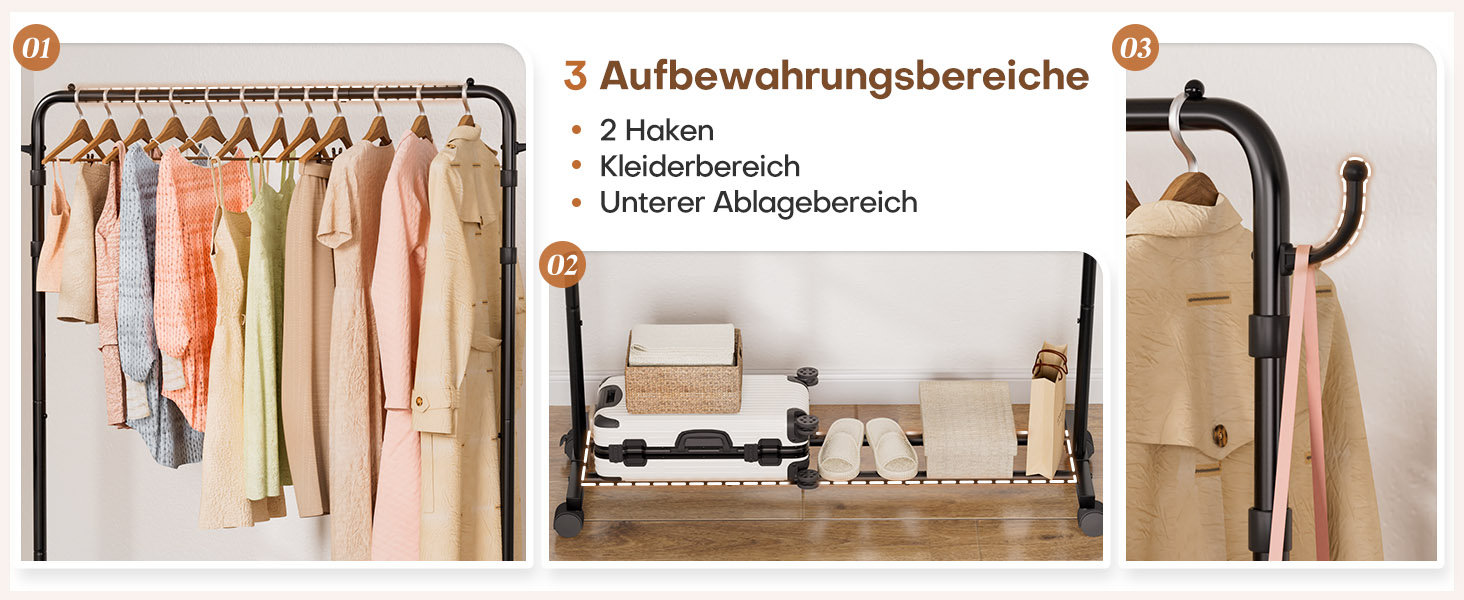 Стійка для одягу на колесах Yorbay: міцна металева вішалка з полицею для багажу. Компактна вішалка для спальні, пральні, магазину (Чорний, 117.5 см)