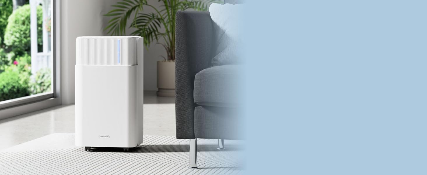 Електричний осушувач повітря VonHaus 20л/24г з Wi-Fi та додатком, для підвалу та приміщень до 20м², 41дБ, з режимом сну, таймером та зливом, сумісний з Alexa & Google Home