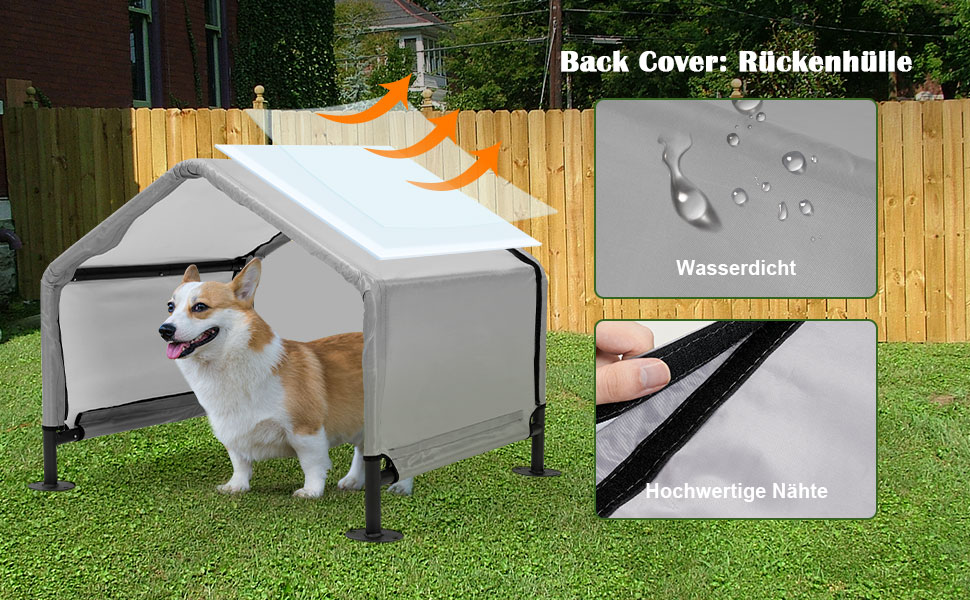 Будка для собак A.FATI Outdoor: сіра, 75x65x65 см, водонепроникна, з задньою стінкою, захист від сонця, для маленьких та середніх собак, котів, курчат, цуценят