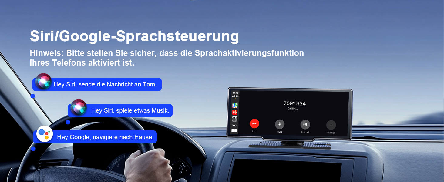 Бездротовий 8,1'' CarPlay дисплей Avylet з IPS-екраном, IP67 камерою заднього виду, GPS-навігацією, Bluetooth 5.0, Mirror Link, FM/AUX, для Android Auto та Apple CarPlay