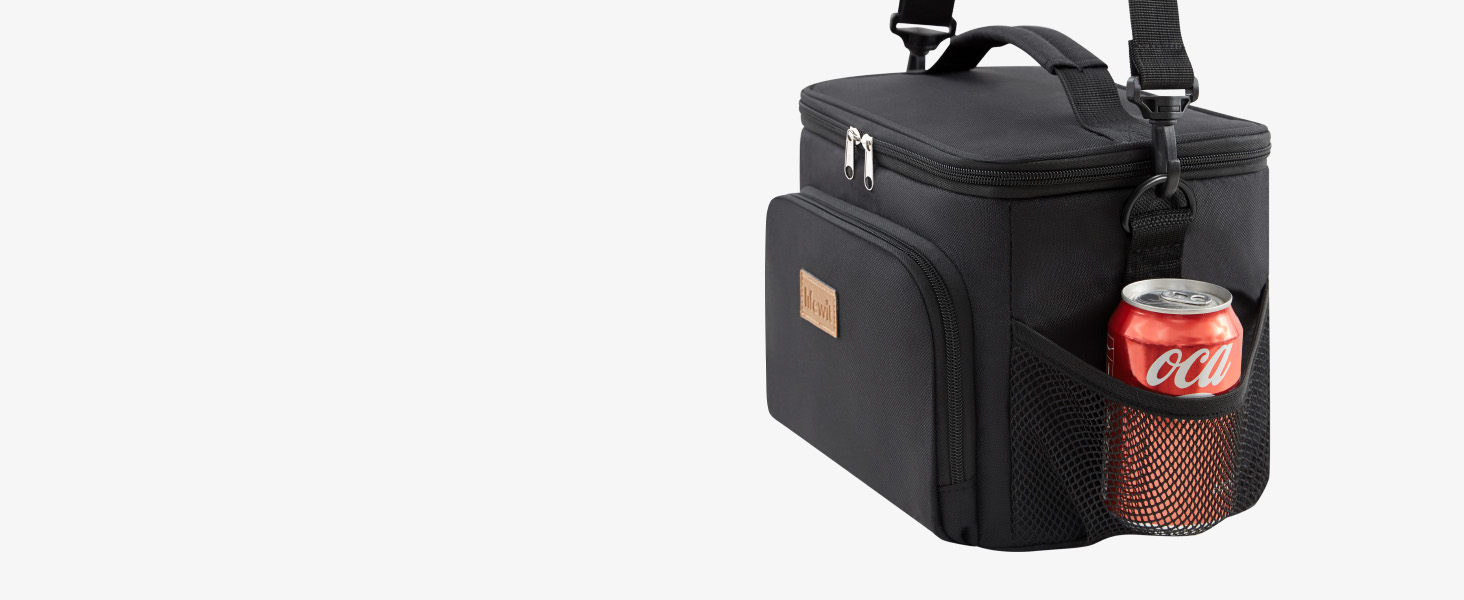 Термосумка LifeWit 9L для обідів та пікніків, чорна, вміщує 12 банок