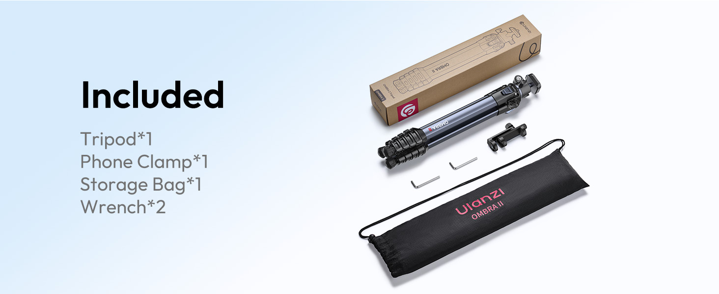 Штатив ULANZI Ombra II 156см з кульковою головкою 360°, компактний туристичний штатив з швидкоїдіючою платформою Uka, тринога для DSLR, Mirrorless камер, смартфонів (вага 1,21 кг, вантажопідйомність 10 кг)