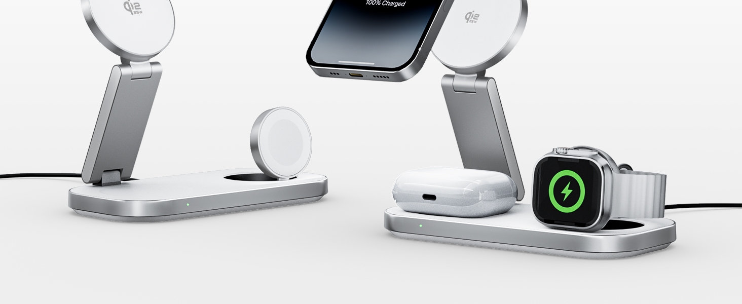 Бездротова зарядка 25W 3-в-1 з MagSafe: для iPhone, Apple Watch та AirPods (біла)