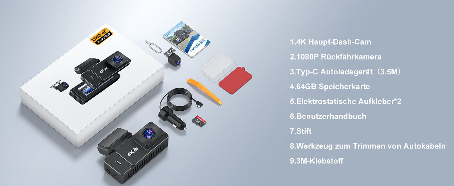 Відеореєстратор CHORTAU 4K+1080P з двома камерами, WiFi, LCD 2.99