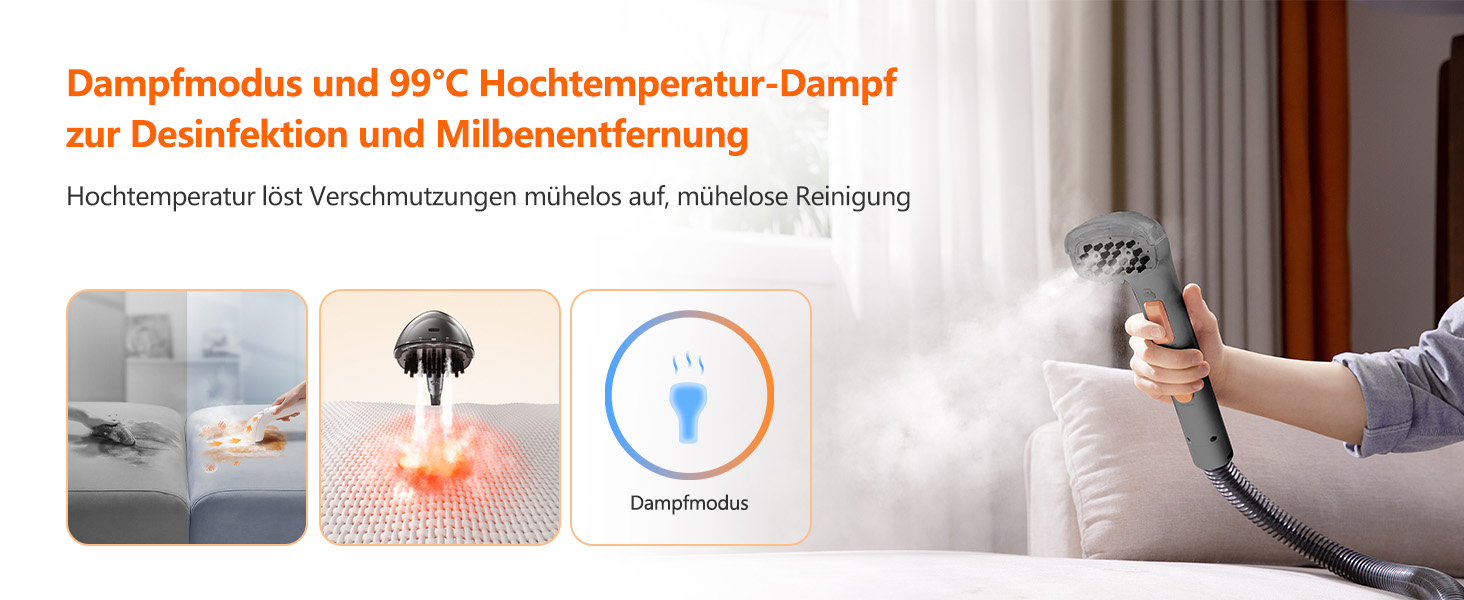 Пристрій для чищення м'яких меблів Uwant B200, 1900W, з функцією пароочищення | Для килимів, диванів, штор, одягу