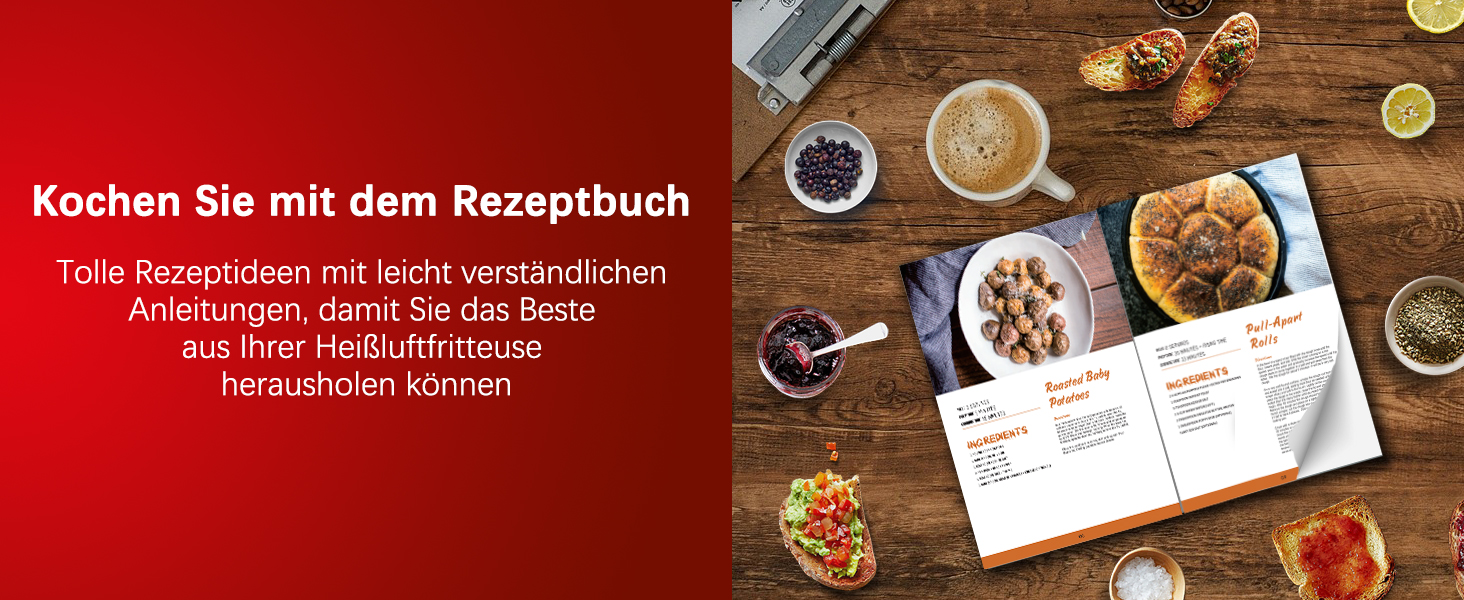 Фритюрниця повітряна Jacgood 9L з 2 кошиками, 1800W, цифрове управління, 8 програм