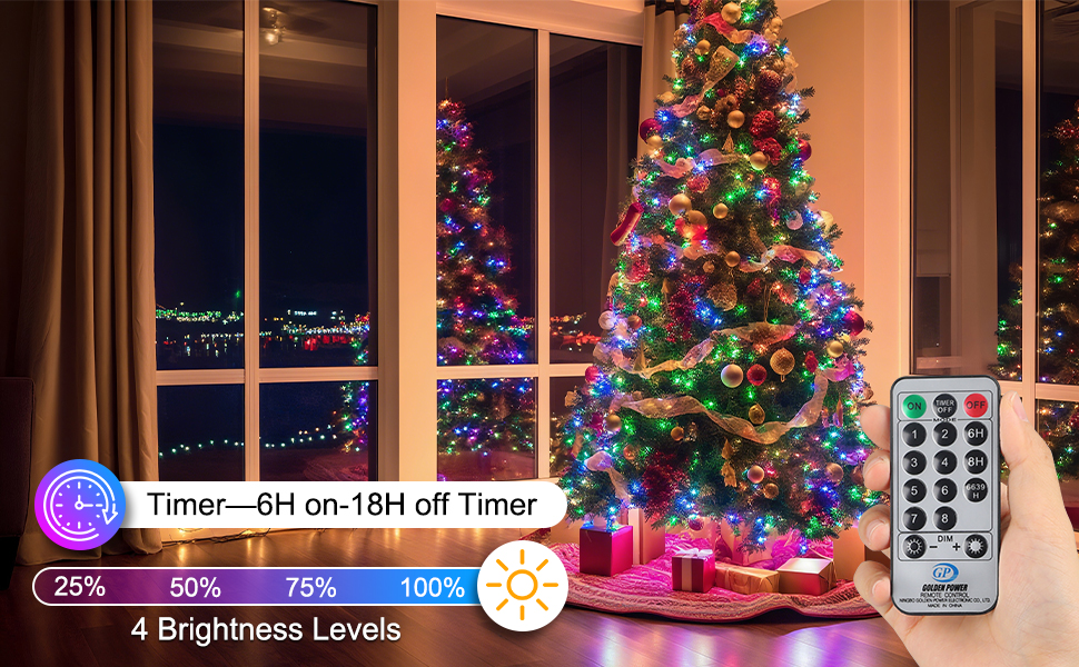 Гірлянда святкова LED 10 метрів, 100 світлодіодів, з пультом дистанційного керування, 8 режимів, вологостійка, для декору саду, вечірки, тераси, балкону (багатокольорова)
