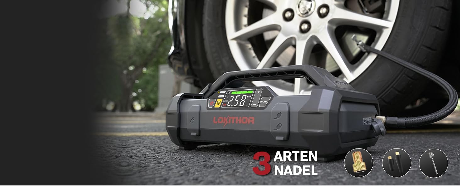 Бустер-стартер LOKITHOR JA300 з компресором 150 PSI та Powerbank 1500A для автомобіля