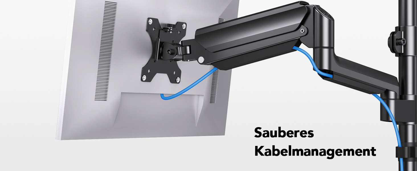 Кріплення для монітора HUANUO на 2 монітори, 13-32 дюйми, регульована висота, довгий важіль, VESA 75/100 мм, вантажопідйомність 2-9 кг, для геймінгу