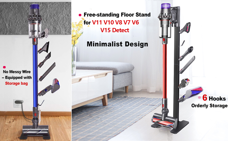 Підставка для пилососа сумісна з Dyson V15, V11, V10, V8, V7, V6: док-станція, органайзер, чорний колір