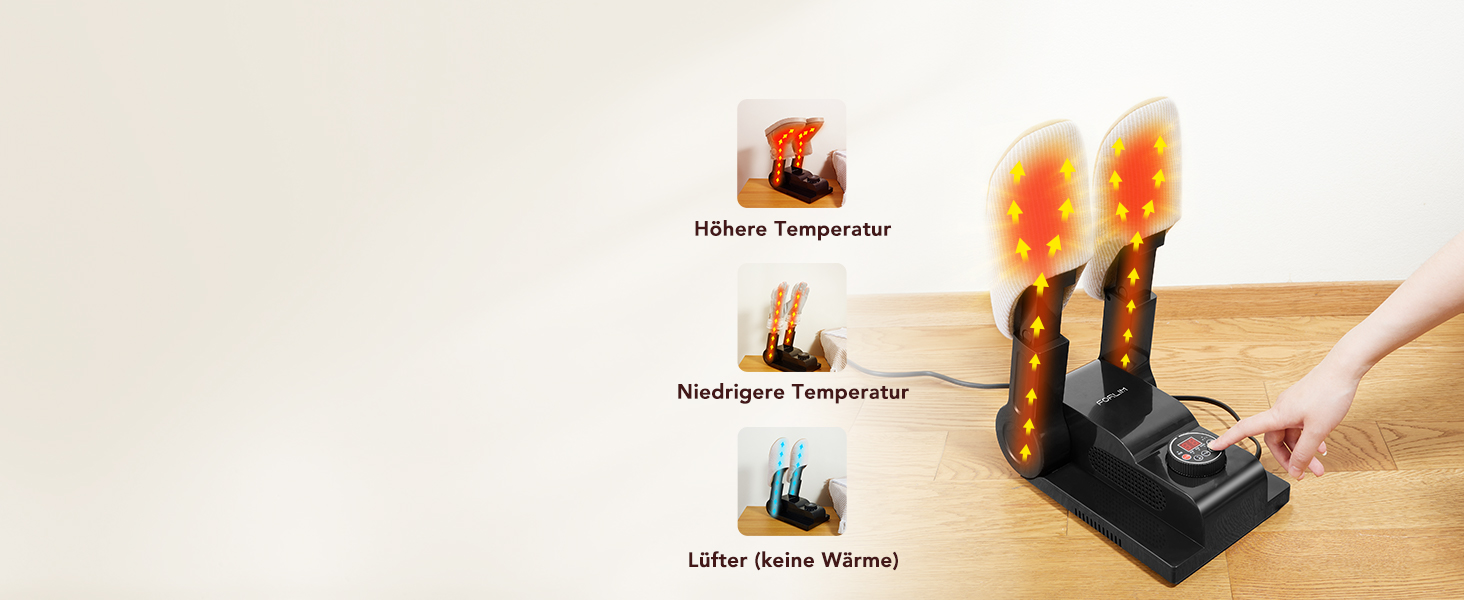FORLIM Shoe Dryer Adjustable Temperature, with 24-Hour Delay Timer, Portable Glove Dryer and Boot Warmer, Automatic Shut-Off Timer, Foldable Design