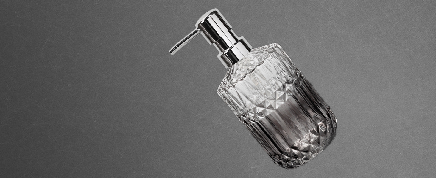 Набір аксесуарів для ванної кімнати зі скла, 5 шт. (мильниця, дозатор мила, стакан, тримач для зубних щіток, контейнер для ватних паличок), чорний