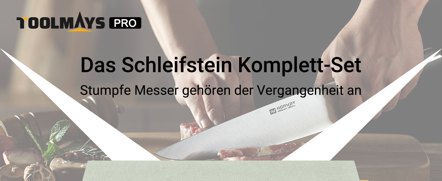 Набір для заточування ножів Schleifstein: 400/1000, з підставкою та кутовою насадкою