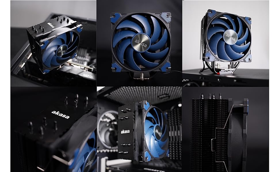 Кулер для процесора Akasa Alucia H4 Plus (LGA1700 Edition) з 120мм вентилятором, 4 теплові трубки, 185W TDP, для Intel LGA 2066, 2011, 1151, 1155, 1150, 1200, AMD AM4 AM5 Ryzen