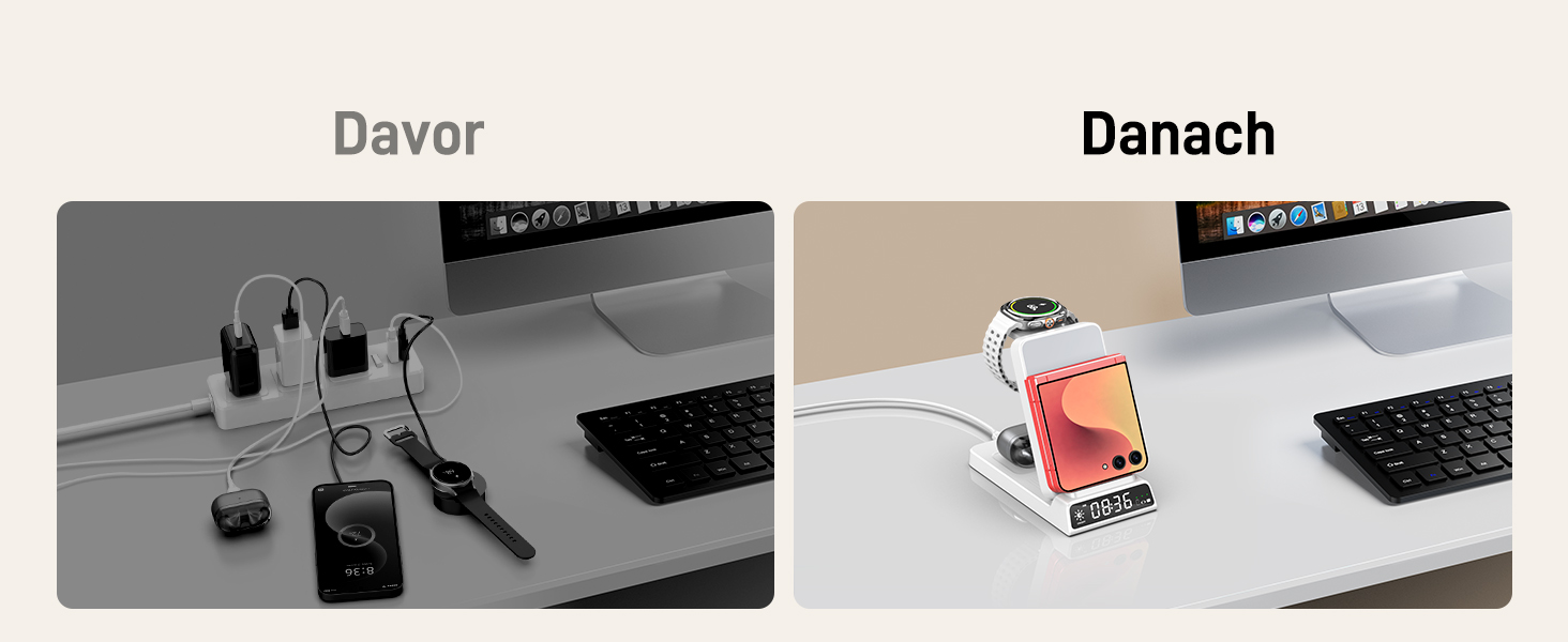 Бездротовий зарядний пристрій 3-в-1 для Samsung Galaxy S26/S25/Z Fold 7/Flip 7, Galaxy Watch 8/7/6/5 Pro та Buds 3/2 - білий