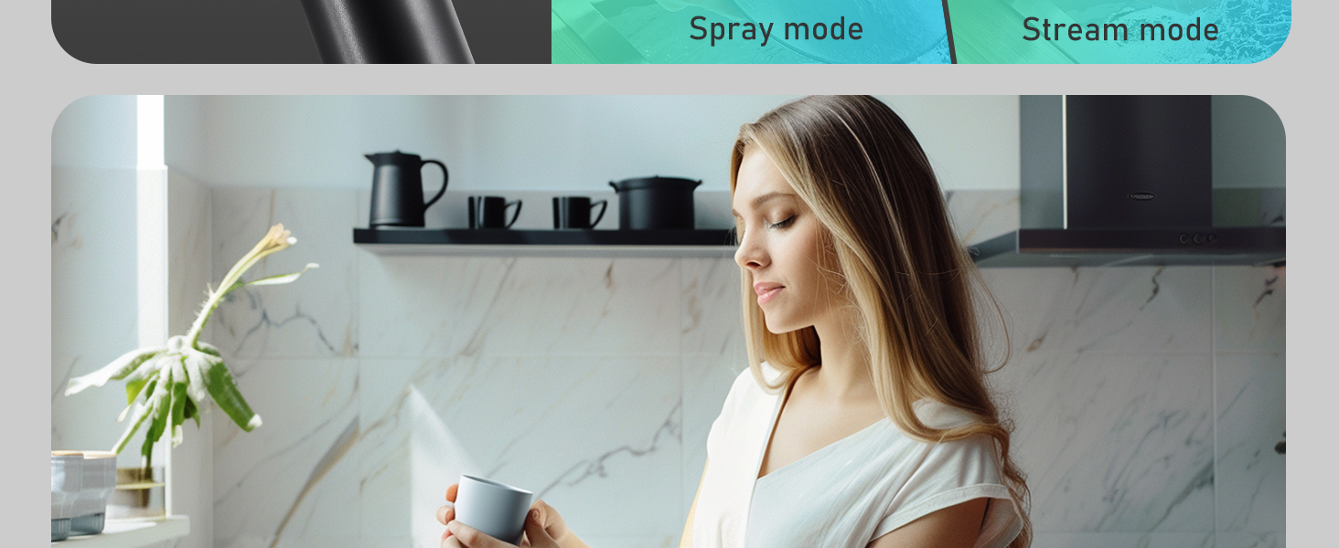 Висувна кухонна змішувач BONADE з двома виходами для води, поворотна на 360°, чорний