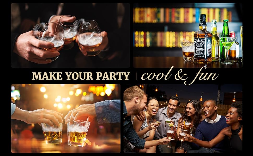 Набір для копчення віскі – Old Fashioned Cocktail Geschenkset: 6 дерев'яних чіпсів, 4 гранітні камені, запальничка та аксесуари для любителів віскі та коктейлів (без бутану), класичний набір