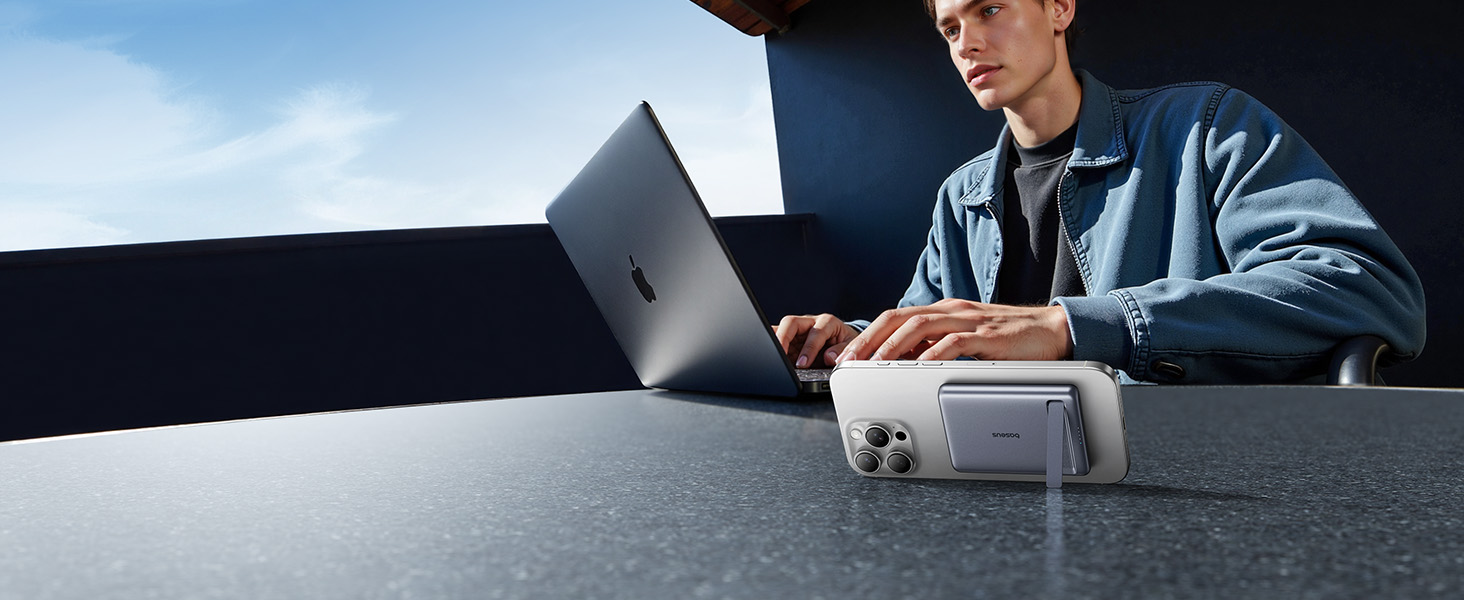 Power Bank Baseus Mini MagSafe 5000mAh з MagSafe, PD 20W, Qi2, сірий колір