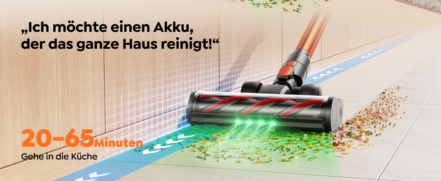 Бездротовий пилосос Fieety з акумулятором, 600W, 50kPa, 65 хв роботи, док-станція на стіні, ароматерапія, автоматичний режим, сенсорний дисплей, висувний шланг 1 м для твердих поверхонь, килимів, шерсті тварин та авто