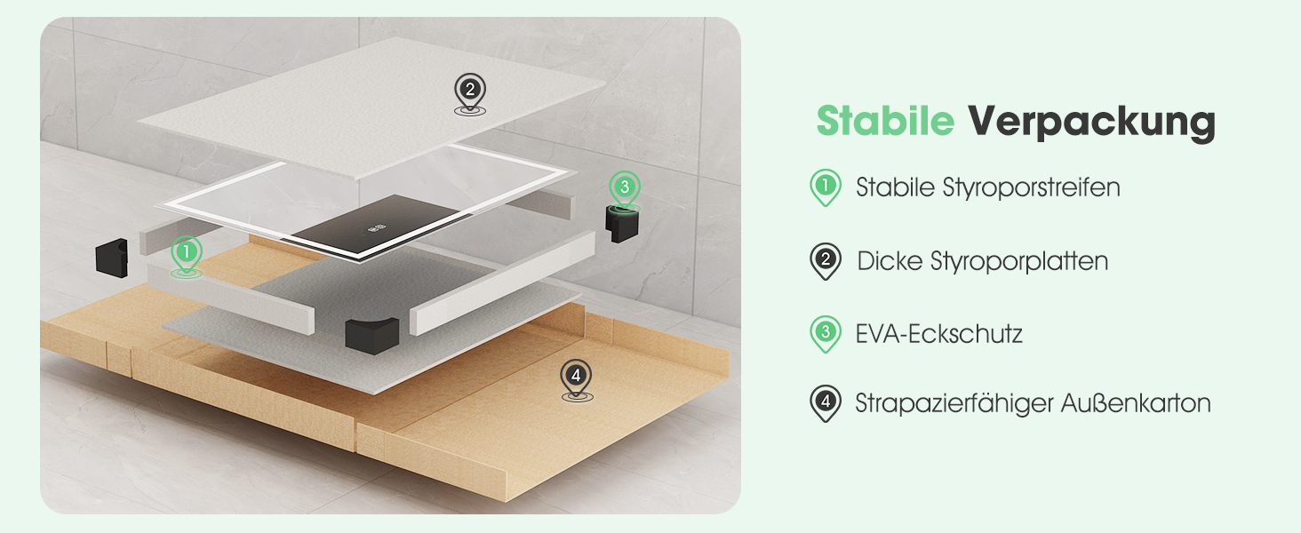 Дзеркало для ванної кімнати S'bagno з підсвічуванням 100x70 см, LED, з полицею, антизапар, 3 колірні температури, регулювання яскравості, HD скло, IP44, горизонтальне/вертикальне встановлення, M55 (без Bluetooth)