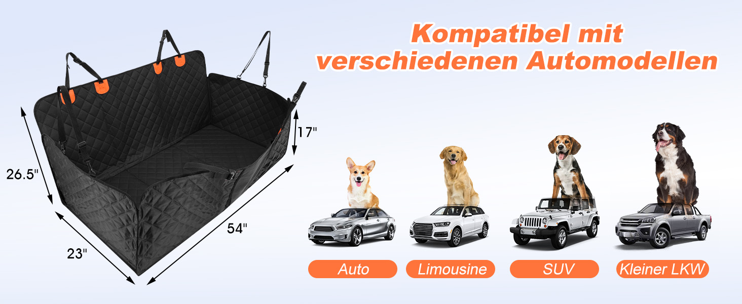 Водонепроникна захисна підстилка для собак у машину, для заднього сидіння, з кріпленнями для безпеки, сумісна з більшістю авто, SUV та пікапами