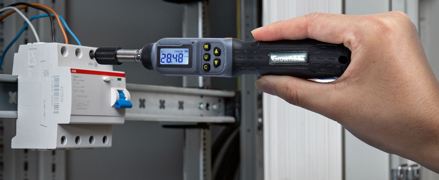 Цифровий динамометричний викрут GROWNEER 2.66-53.1 In-lbs/0.3-6 Nm з LED-дисплеєм та звуковим сигналом, 1/4'' Drive, 27 в 1