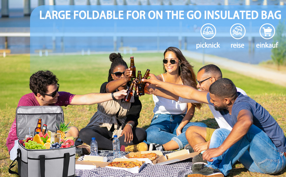 Термосумка для пікніків та відпочинку на природі 35L сірого кольору