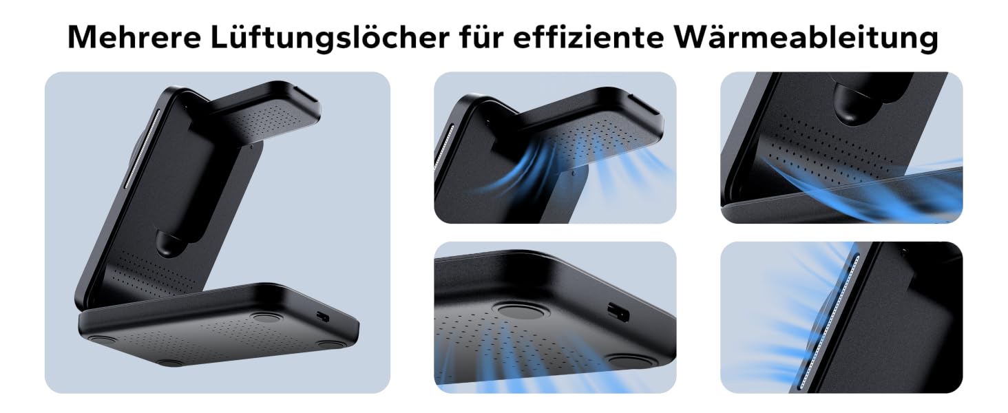 Magsafe зарядна станція 3-в-1 для Apple Watch та iPhone (чорна) – швидка зарядка, адаптер 20W
