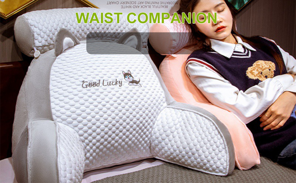 Підголовник для ліжка та дивана LANPEW з підлокітниками. Ергономічне крісло для читання для дорослих. Дихаюче крісло для читання з знімним чохлом. Для читання, роботи. (Наповнювач з бобів, сірий, 80 * 60 см)