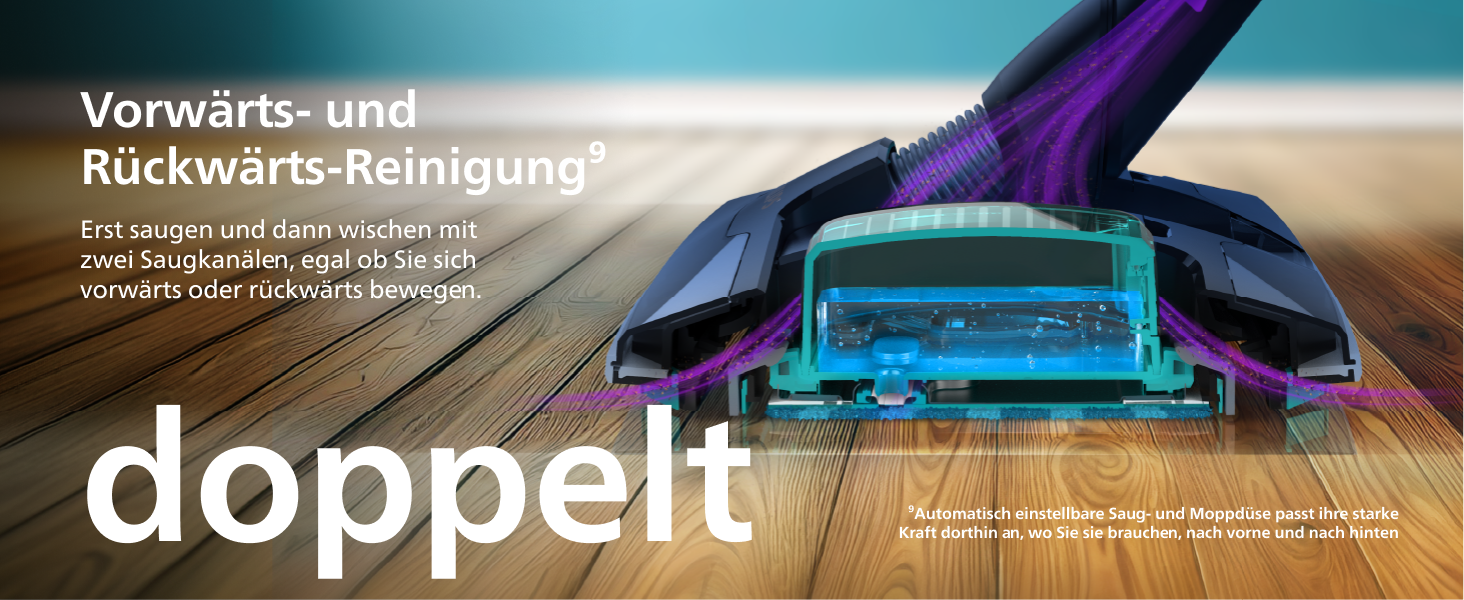 Вертикальний пилосос для вологого та сухого прибирання Philips AquaTrio 9000 Series, чорний, час роботи до 45 хв
