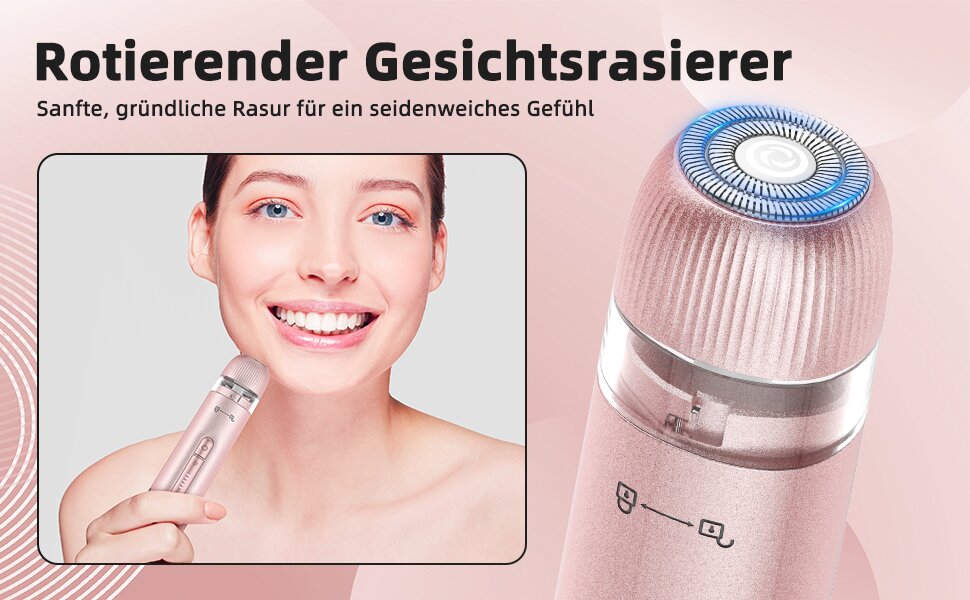 Електричний пристрій для видалення волосся Lady Shaver 2-в-1: електробритва та тример для бікіні. Безболісне видалення волосся для обличчя, тіла, ніг, рук та зони бікіні. IPX7 водонепроникний, рожевий колір.