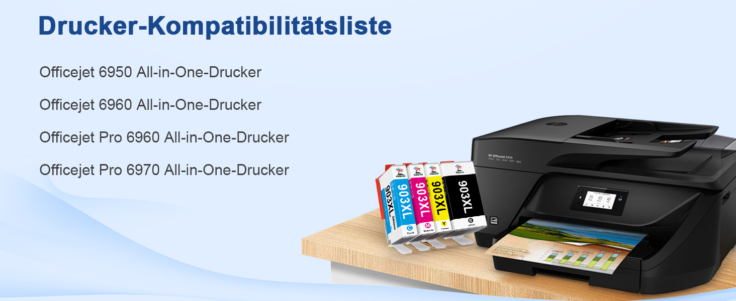Комплект картриджів Palmtree 903XL (4 шт.) для принтерів HP OfficeJet Pro 6950, 6960, 6970 — сумісні чорнильні картриджі