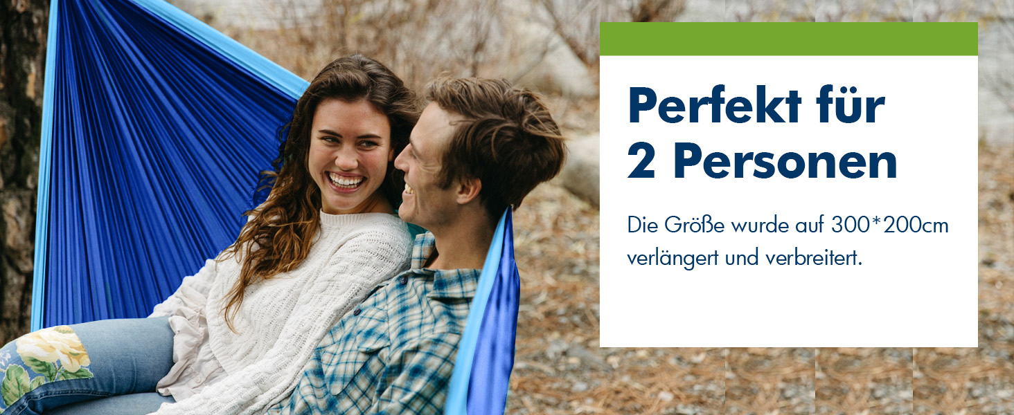 Гамак для відпочинку на відкритому повітрі, кемпінгу, 2 особи, 300 x 200 см, ультралегкий, портативний, для подорожей, вантажопідйомність до 300 кг, сапфірово-блакитний, нейлон, дихаючий