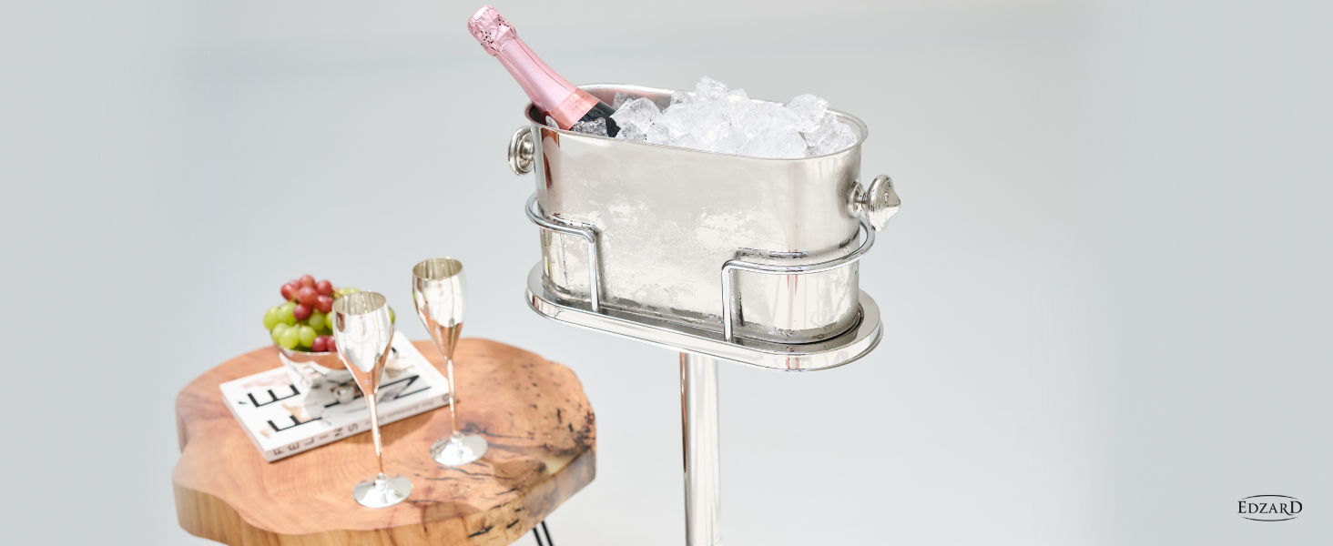 Охолоджувач для шампанського EDZARD Capri, золотий, для 1 пляшки, з підставкою, для вина, шампанського та льоду