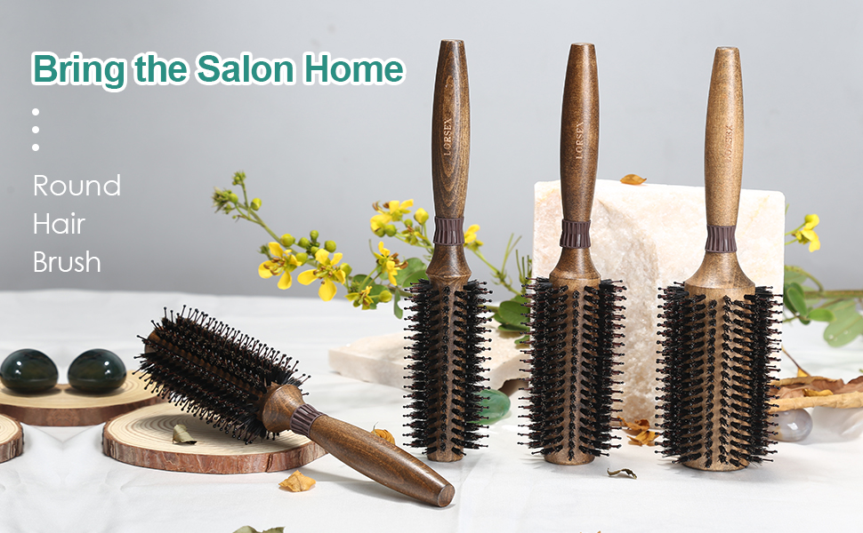 Кругла щітка для розчісування та укладання волосся з щетиною дикого кабана та нейлону, професійна щітка для створення локонів (діаметр 40/70 мм)
