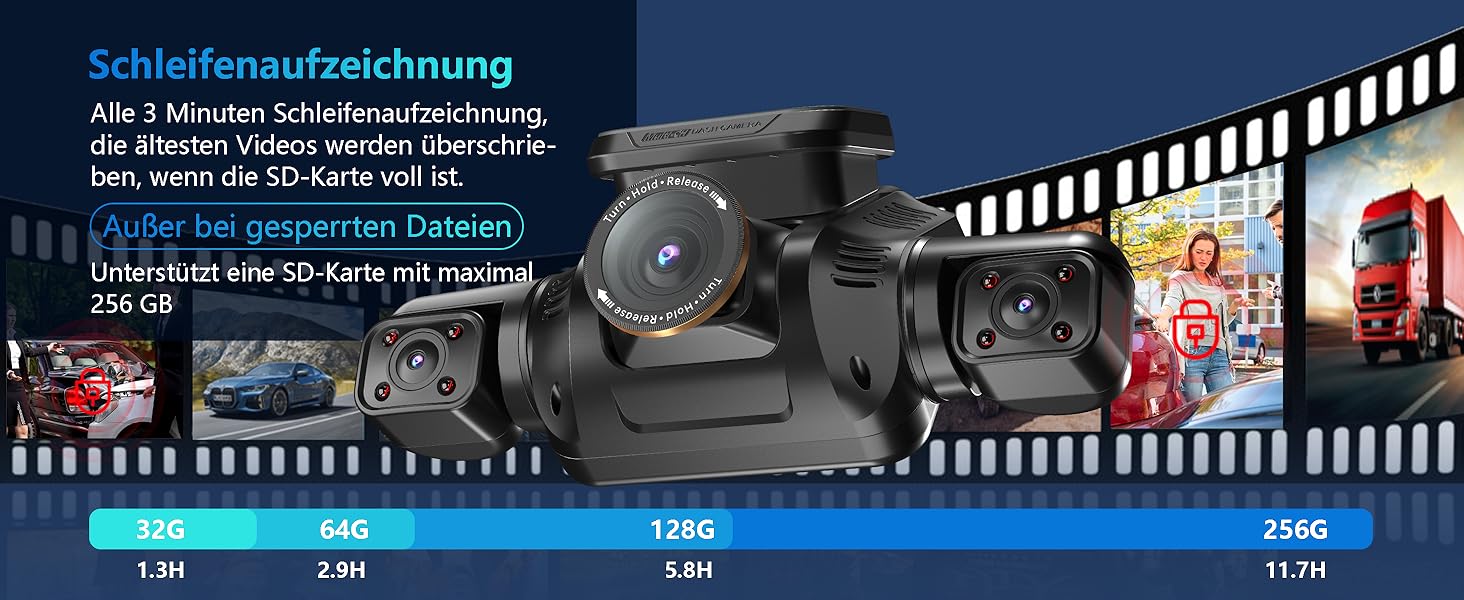 Відеореєстратор автомобільний HUPEJOS KI Dashcam V8Pro 4-камерний з монітором водія, 3K+ 3*1080P, 360°, WiFi, GPS, CPL, 128GB, 24H парковка