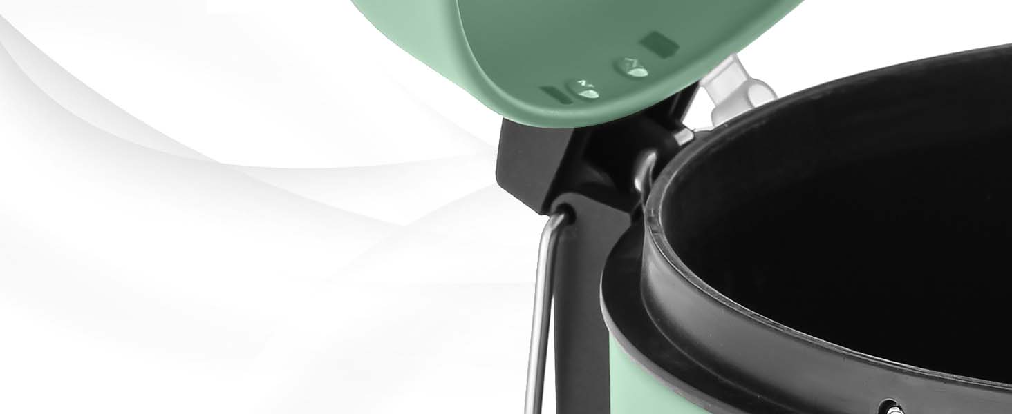 Сміттєве відро Ribelli 30 л з нержавіючої сталі, з педальним механізмом, з внутрішнім відром, м'яке закриття, сортування сміття, кругле (м'ятний)