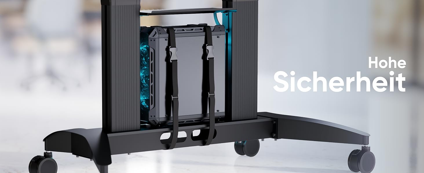 ONKRON Mobile TV Stand for 32-75 inch TVs - Adjustable Height, VESA 600x400, Rolling TV Cart - Black TS1571-B (TS2821)