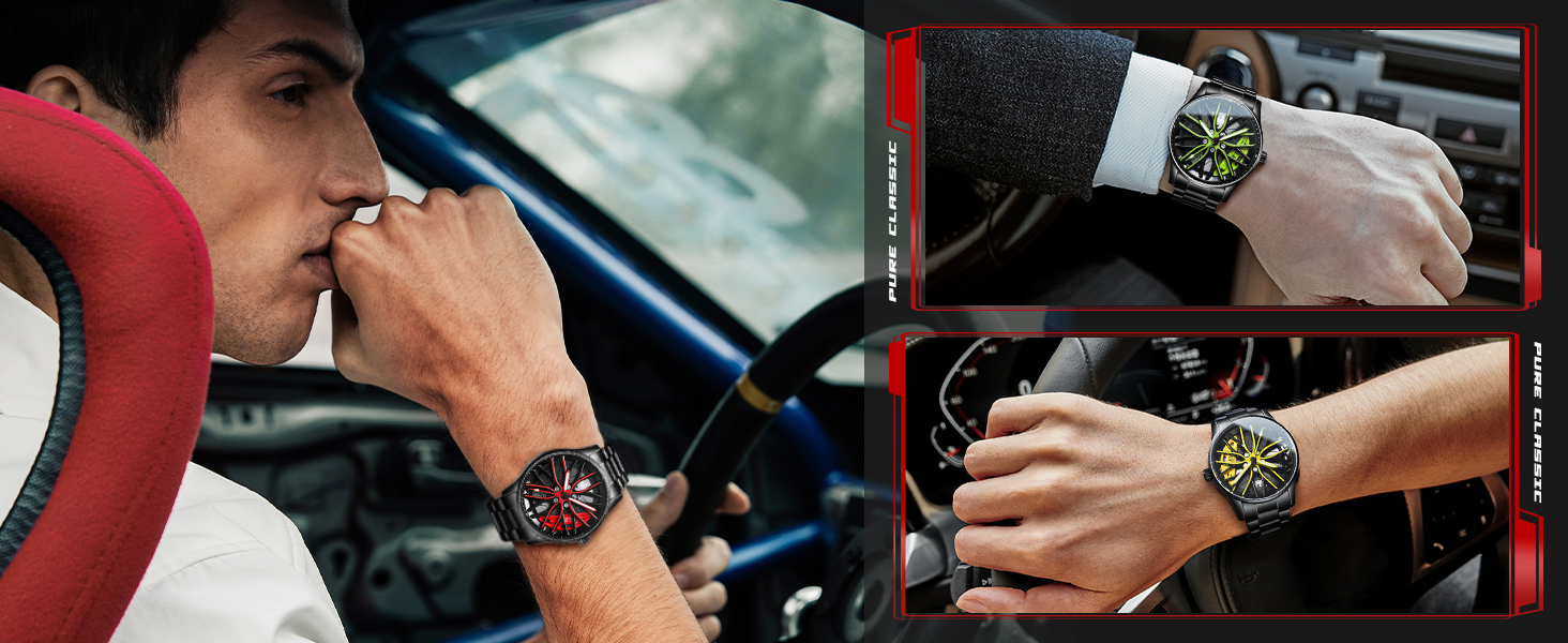 Чоловічий годинник OLEVS Quartz (9937 Blau) — Спортивний сталевий годинник з дизайном автоколеса, водонепроникний, з підсвічуванням циферблата