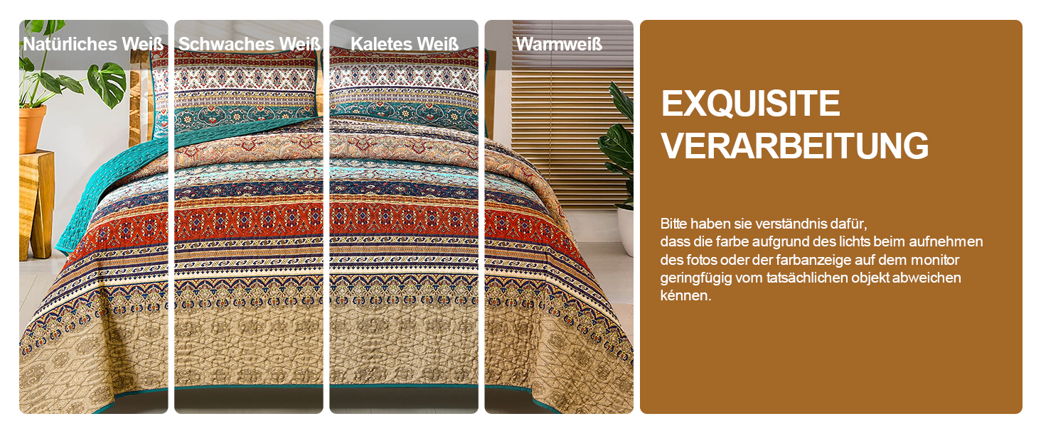 Покривало WONGS BEDDING Boho 220x240 см, стьобане, мікрофібра, комплект 3 в 1 (2 наволочки 50x70), для двоспального ліжка та дивана, бежево-зелене, для спальні