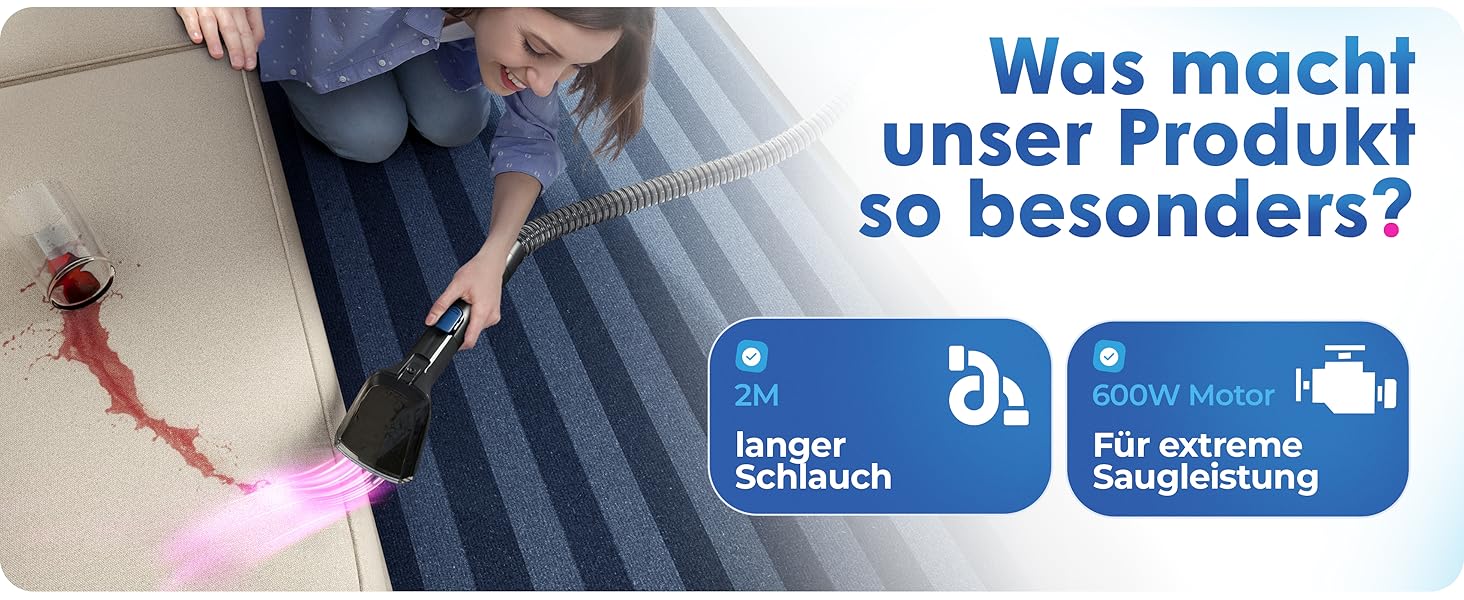 Промисловий миючий пилосос з парою - Polsterreiniger PRO – 1800W, 13kPa, для чищення диванів та килимів (Percy - Blue)