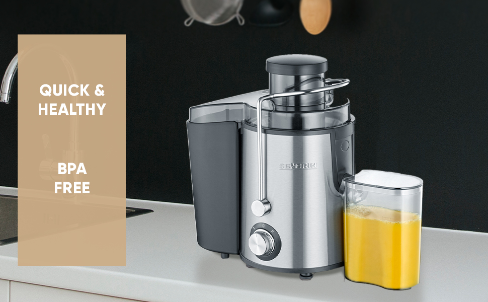 SEVERIN ES 3566: Електрична соковитискачка з нержавіючої сталі, 0.5л, чорний/нержавіюча сталь
