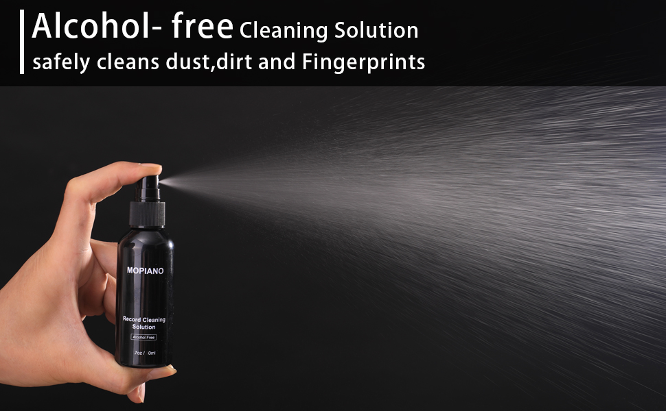 Набір для чищення вінілових платівок Mopiano: повний 4-в-1 очищувач для платівок, з м'якою замшевою щіткою, рідиною для чищення LP, щіткою для картриджів та нейлоновою щіткою