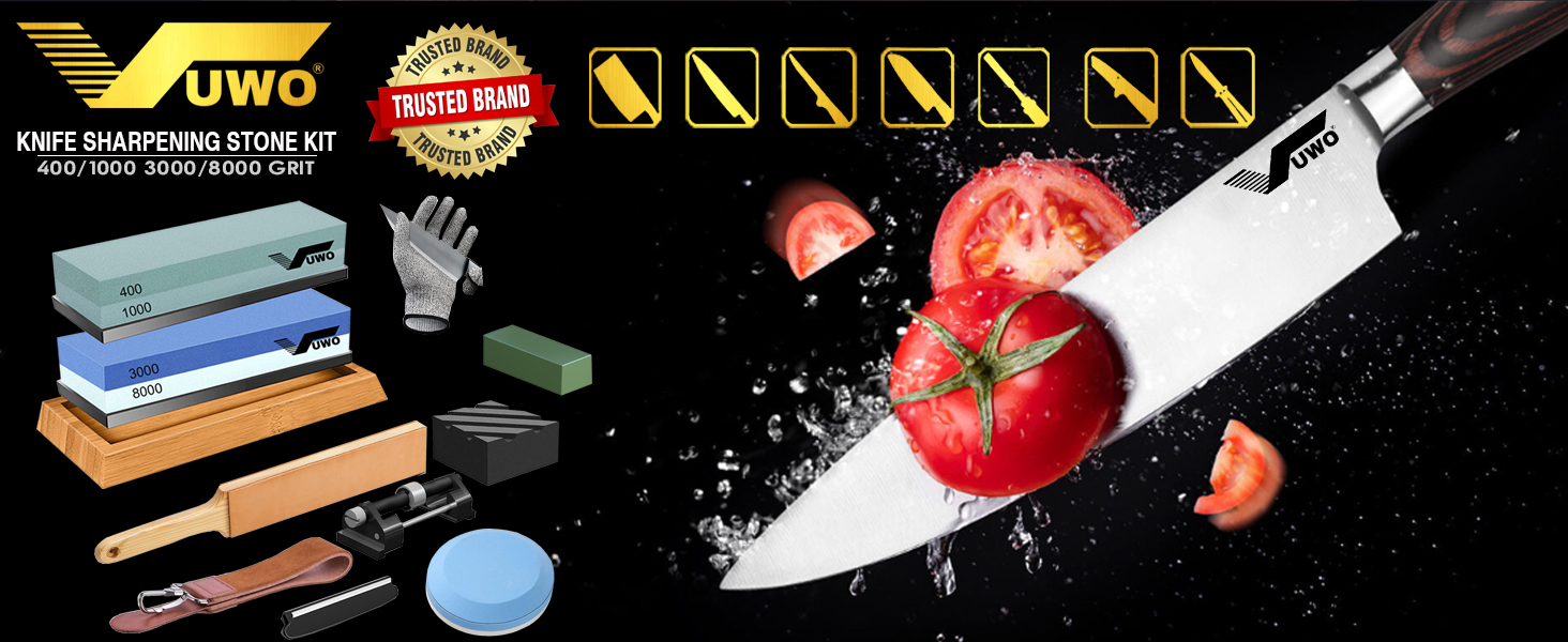 Набір для заточування ножів Vuwo Schleifstein 400/1000 грінь - 2-в-1, з підставкою, для професійного заточування