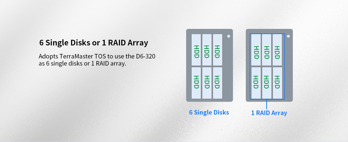 TERRAMASTER Корпус для жорстких дисків 4 відсіки, Rackmount, USB 3.2 Gen2, 10 Gbit/s, Hot-Swap, Plug-and-Play (без HDD), D6-320