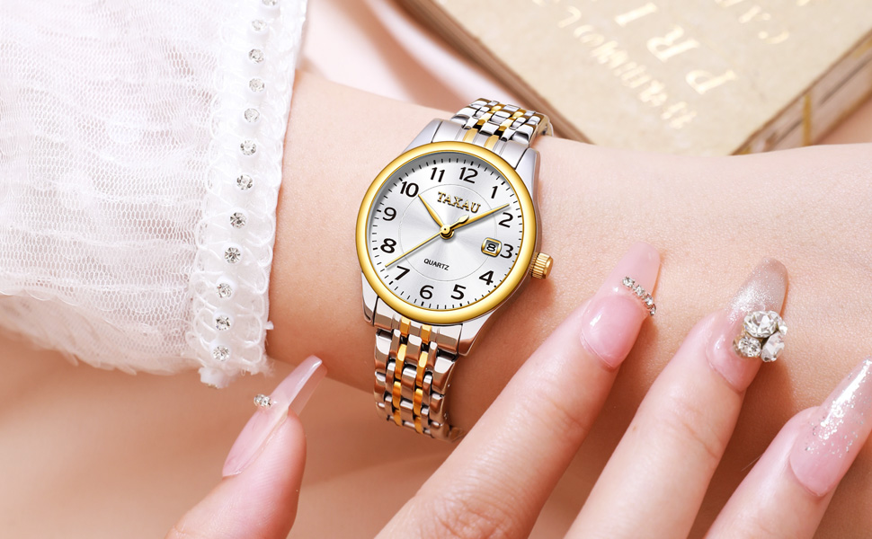 Жіночий годинник з арабськими цифрами, маленьке циферблат, Easy Read, дата, водостійкий, з нержавіючої сталі, Reloj para Mujer, 8863g